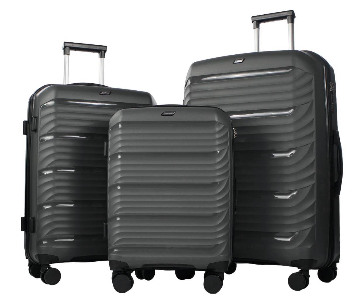 travelhouse 3 piece hardshell luggage set hardside lightweight suitcase with lock spinner wheels.(gray)