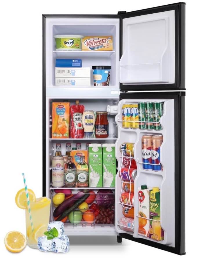 tacool 5.0 cu.ft double door mini fridge with top freezer compact refrigerator for home  black  new