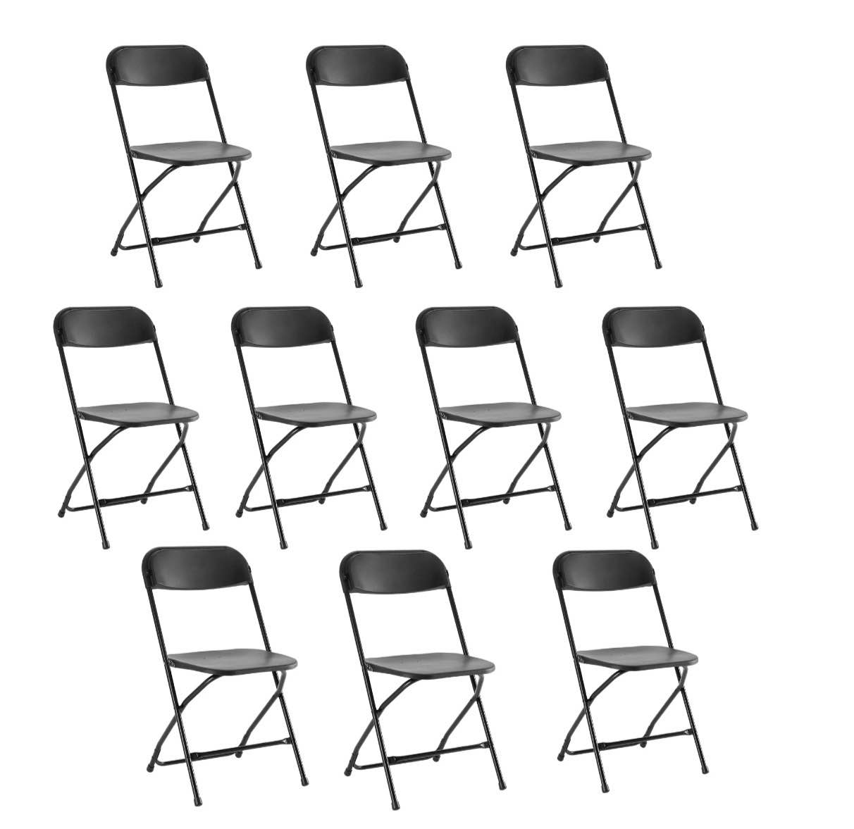 edx 10-pack folding chair, indoor portable, stackable for events, offices, weddings and restaurants, black