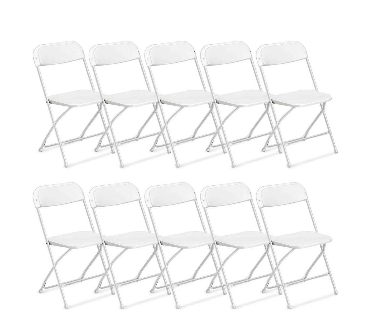 ktaxon 10 pack commercial plastic folding chairs stackable wedding party chairs portable chairs for outdoor white