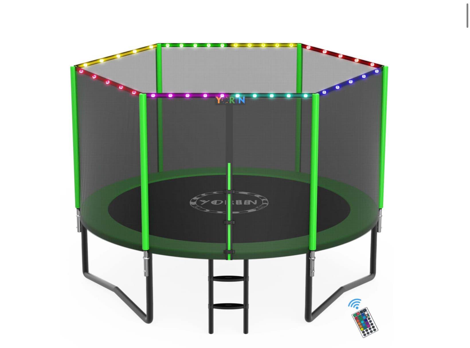 yorin trampoline for 3-4 kids, 10 ft trampoline for adults with enclosure net, ladder, 1000lbs weight capacity outdoor round recreational trampoline, heavy duty upgrade trampoline