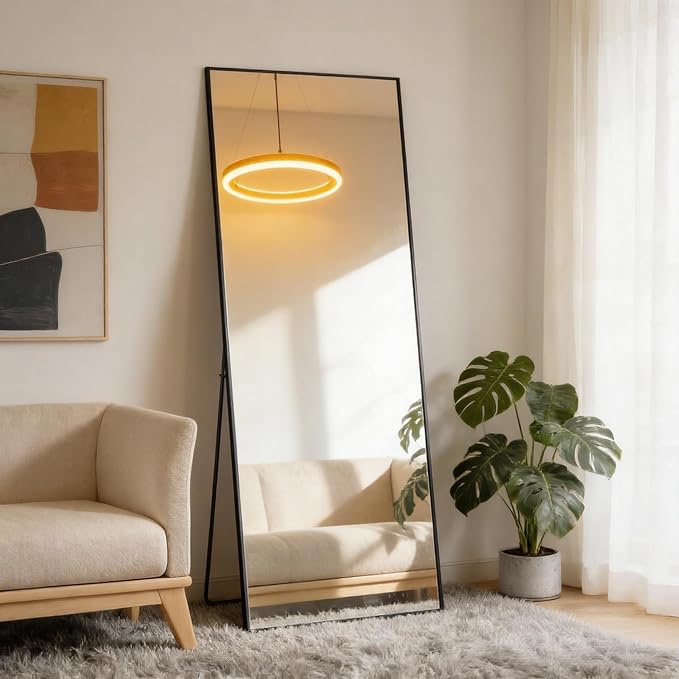 concetta 64 x21 rectangle full length mirror full body standing mirror floor mirror black