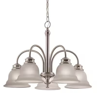 project source fallsbrook 5 -light brushed nickel etched glass mixed material chandelier
