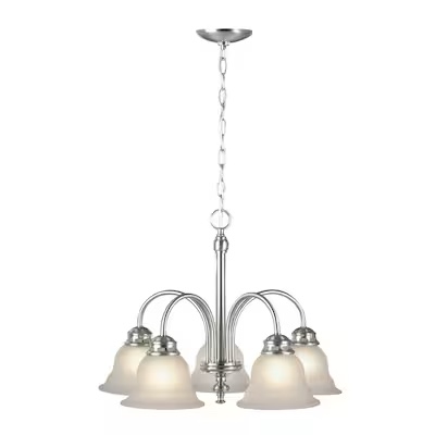 Condition photo showing Good Condition for project source fallsbrook 5 -light brushed nickel etched glass mixed material chandelier