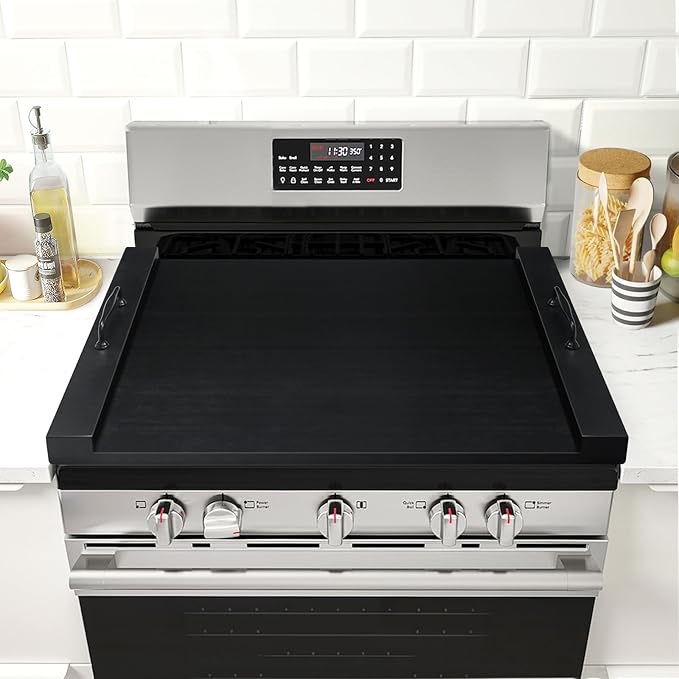 edx noodle board baking pan with handles multi-purpose oven lid & serving tray retro black stovetop cover for electric and gas ranges heat-resistant protective panel black