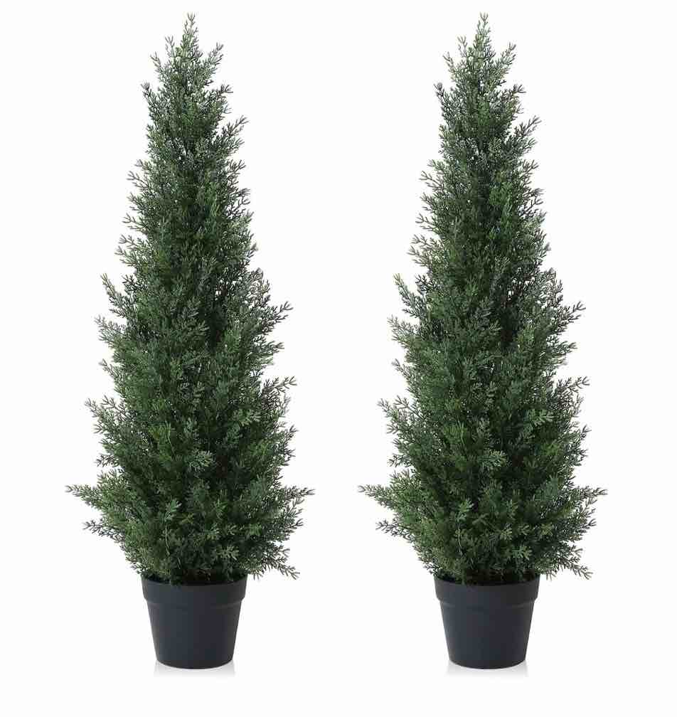 dr. planzen artificial cedar tree 3 ft artificial cedar topiary trees for outdoors potted fake cypress trees faux evergreen plants for home porch decor