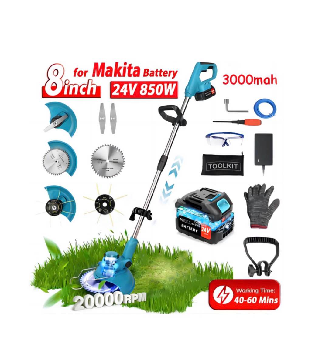 electric cordless weed eater 24v 850w cordless weed wacker string trimmer  grass trimmer with rechargeable battery  green