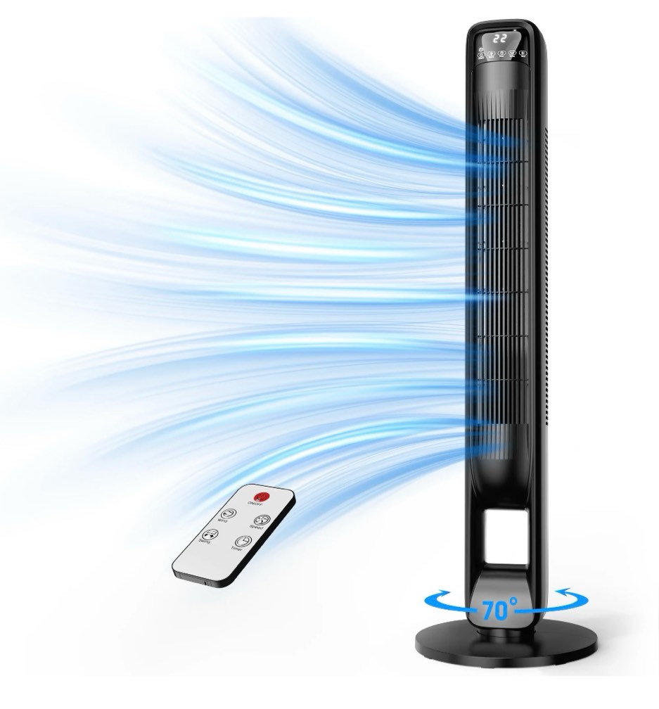 nftigb 39 inch tower fan for large room, oscillating bladeless standing floor fan home, 3 speeds 3 modes with remote,new