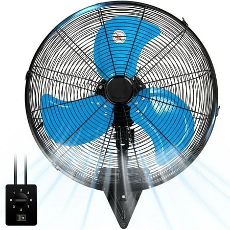 wall mount fan 7000 cfm high velocity industrial 22 inch heavy duty fan with 3-speed oscillating commercial use for warehouse garage factory blue