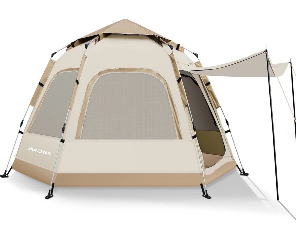 sunoyar 6-8 person tent  instant pop up tent water-resistant  easy setup camping tent with removable rainfly and carry bag for outdoor/hiking/backpacking