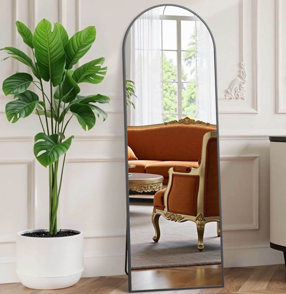 edx arched full length mirror 59 x16  full body mirror rectangle free standing wall mounted leaning hanging floor mirrors  black