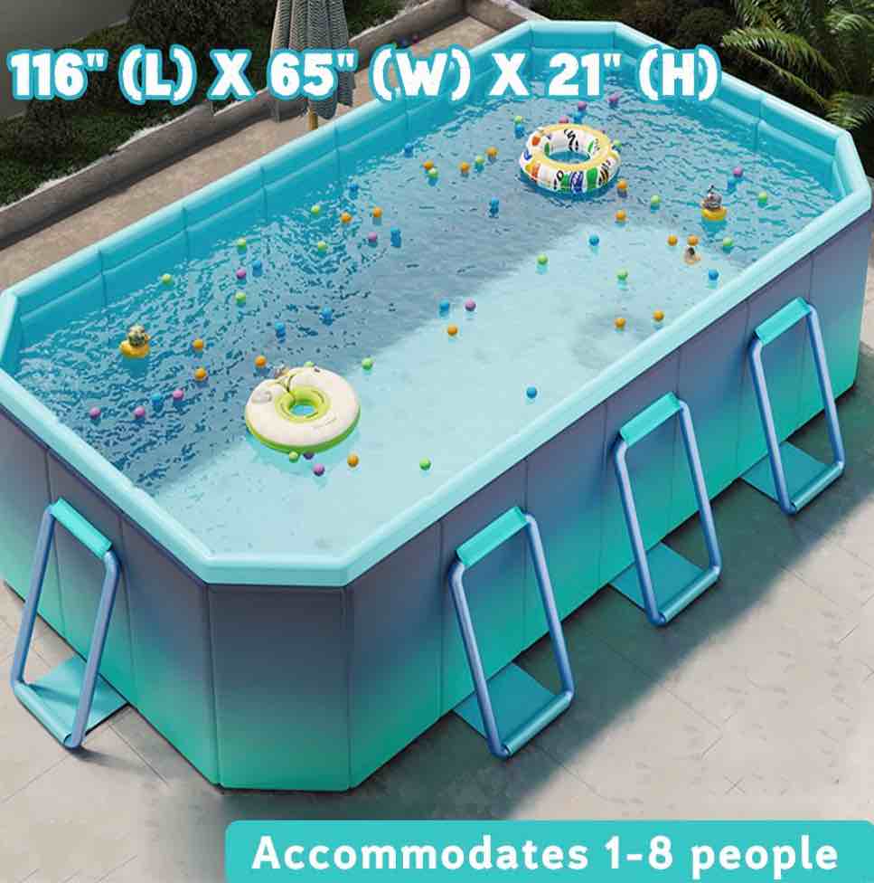 hyindoor outdoor foldable non-inflatable adults and kids swimming pool titanium aluminum support steel frame anti-slip for lawn garden backyard?116 x 65 x 21 ?