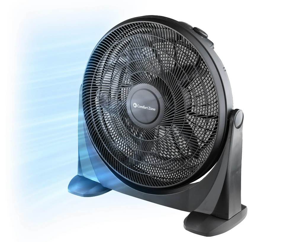 comfort zone 20  high velocity floor fan with 180 degree adjustable tilt  3 speed  ideal for home  bedroom  & office  mtacf20
