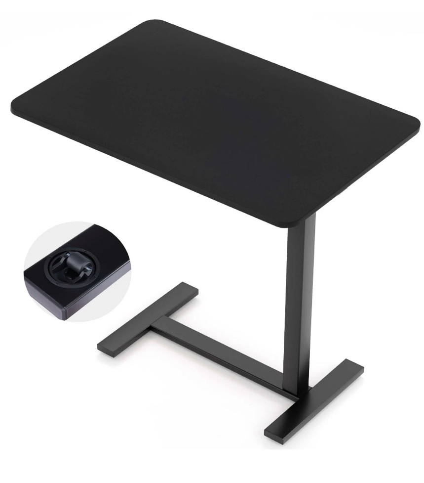zunmos mobile standing desk overbed laptop desk adjustable height desk with hidden casters for sit stand workstation portable laptop computer desk rolling desk for home  office  dorm  black