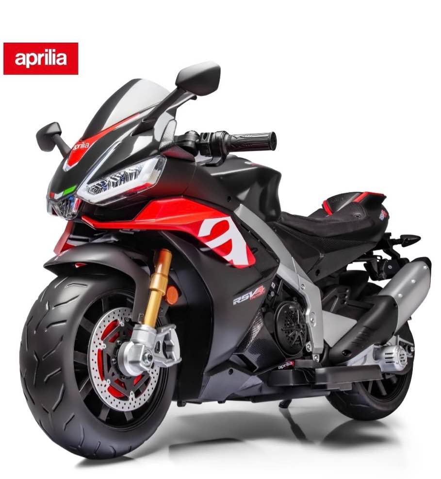 tcaraiwen 24v kids motorcycle electric motorbike aprilia licensed ride on toy, for kids 3-11 years old,black