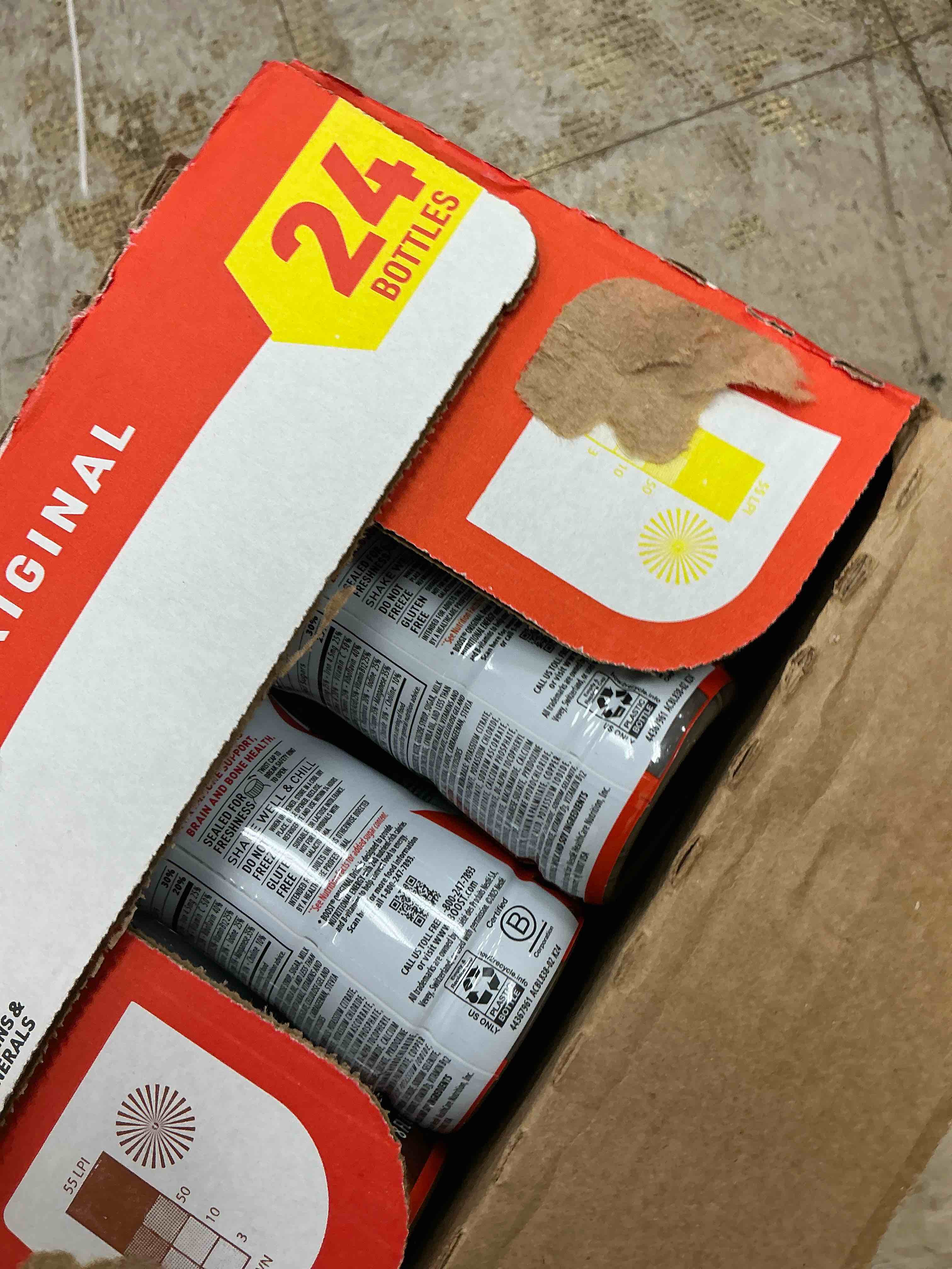 Condition photo showing New/Like New for boost original ready to drink nutritional drinks, rich chocolate, 8 fl oz bottles (pack of 24) ( use by- 19-mar-2027 ))