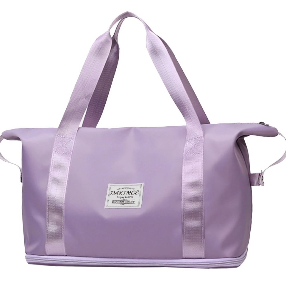 dakimoe weekender bags for women  travel bag carry on gym bag  travel duffle bag with wet dry pocket/front phone pocket/trolley sleeve pocket  purple