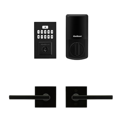 smartcode 260 contemporary matte black keypad electronic deadbolt feat smartkey & halifax hall/closet handle combo pack