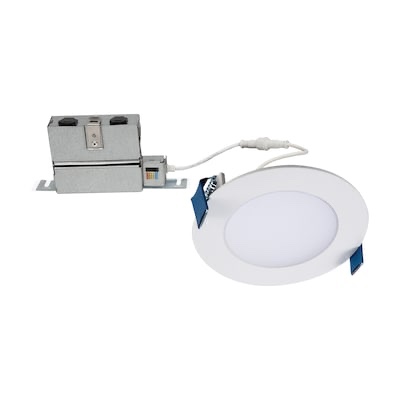 halo white 4-in 750 -lumens switchable white round dimmable led canless wet rated recessed downlight 
