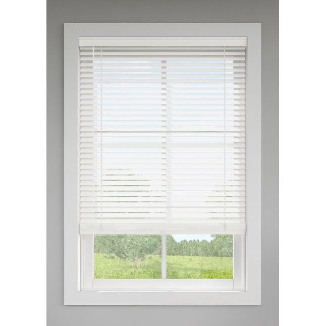 levolor 2-in white faux wood blinds precut to 66 x 64 in. 