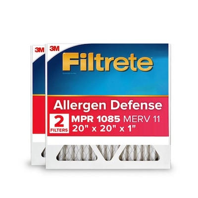 filtrete 20 x 20 x 1 merv 11 1085 mpr allergen defense extra electrostatic pleated air filter 2 -pack