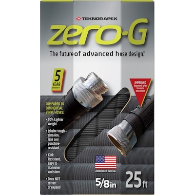 zero-g teknor apex 5/8-in x 25-ft premium -duty kink free woven gray hose