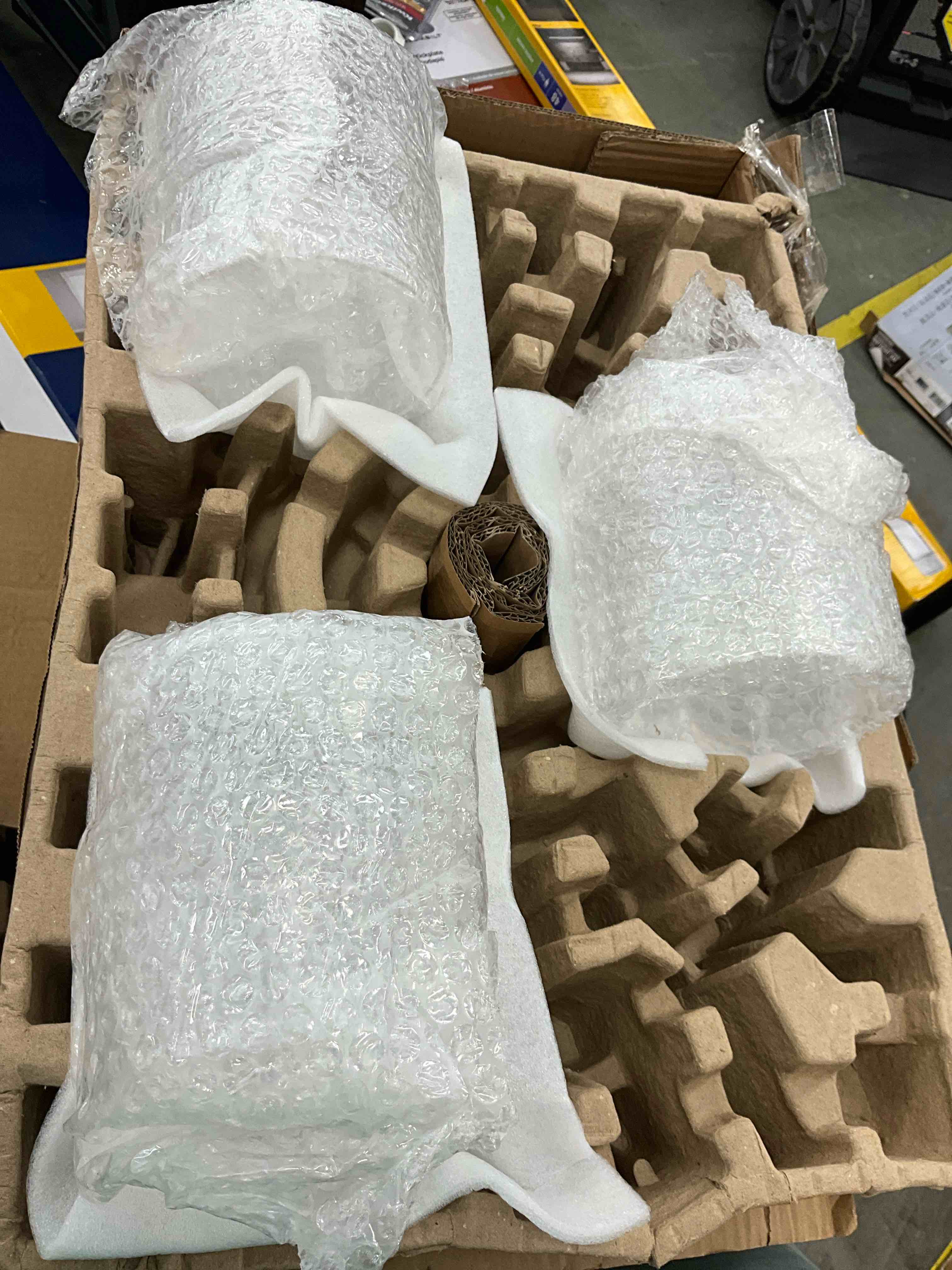 Condition photo showing Good Condition for allen + roth 67-in black multi-head floor lamp with glass shade