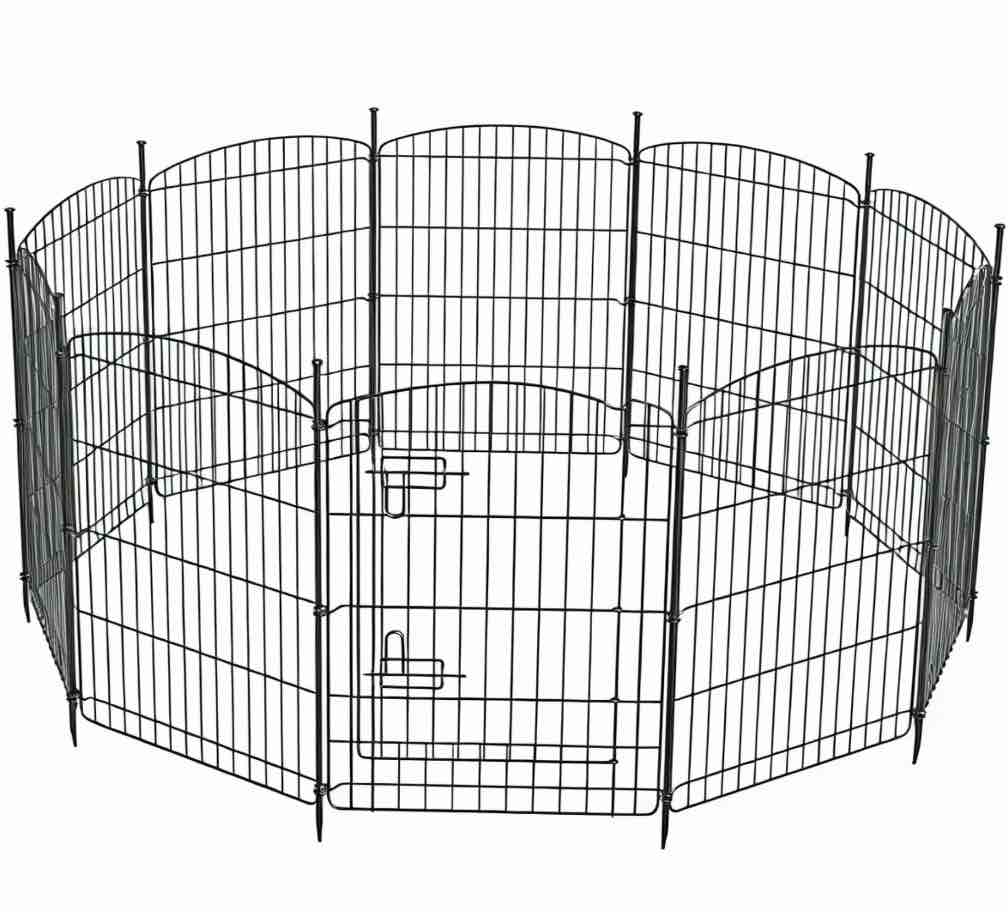 anyask 10 panels decorative metal outdoor garden fence with dig for yard lawn patio borders  30 (h) x 24 (l)