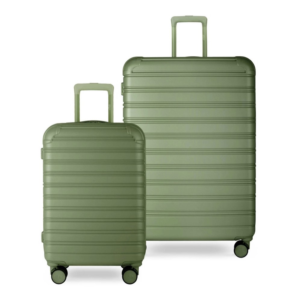 ifly hardside fibertech 3.0 matte 2 piece set, 20" carry-on and 28" checked luggage, olive
