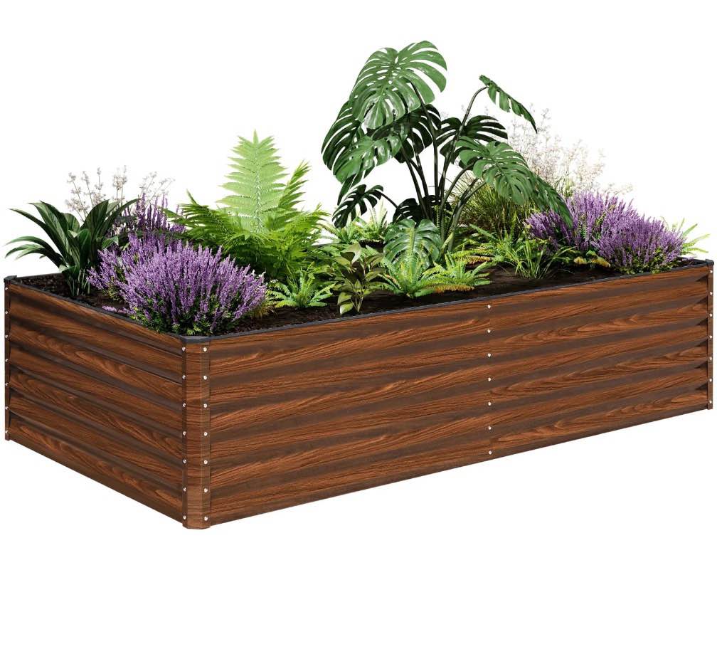 snugniture 8x4x2 ft galvanized raised garden bed, deep root metal planter box for vegetables, flowers