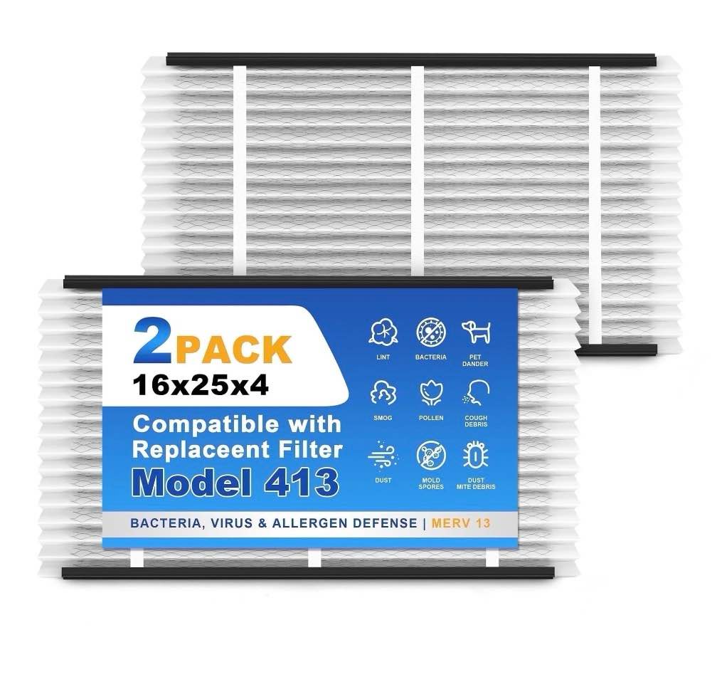snapzy 413 410 replacement filter compatible with aprilaire air purifier models 1410 1610 2140 2400 2410 2416 3410 4400 2400 upgrade kit 1413, merv 11 whole house furnace filters 16x25x4, 2-pack