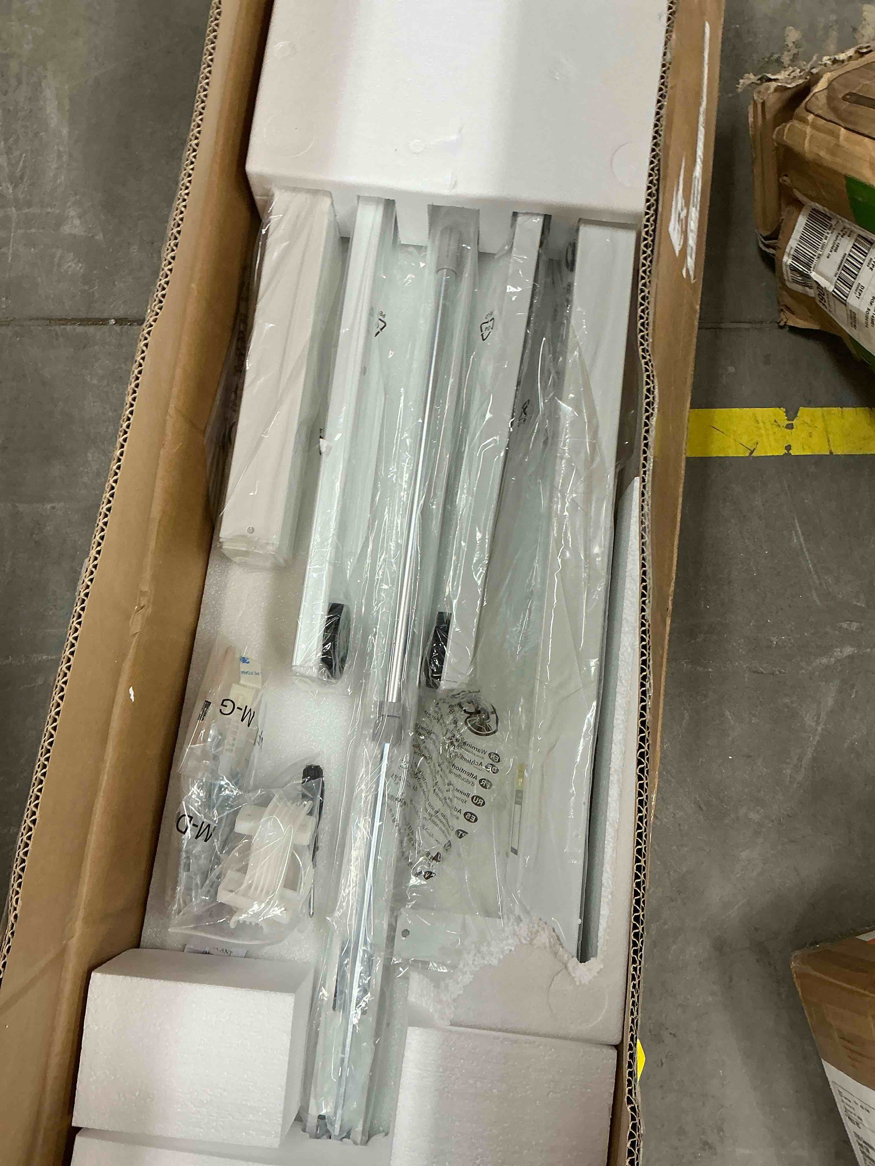 Condition photo showing New/Like New for concetta electric height adjustable desk, 55"x24" ergonomic sit stand workstation, one-touch lift home office desk, white