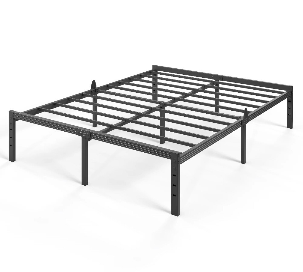 auroral zone 14 inch queen metal platform bed frame, heavy duty mattress foundation, no box spring required