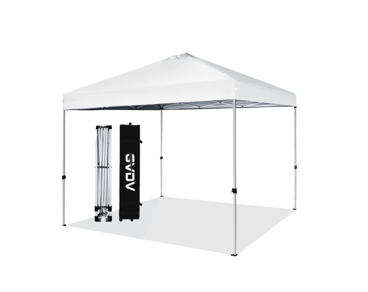 GVDV 10x10 Pop up Commercial Canopy Tent Waterproof & Portable Outdoor Shade with Air Vent Wheeled Bag White