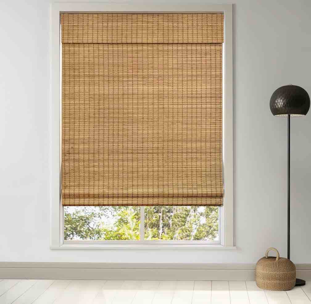 LazBlinds Cordless Bamboo Roman Shades  Privacy Blinds for Interior Windows  Room Darkening Roll Up Bamboo Blinds for Home & Patio  35  W x 48  H  Highfield Teak