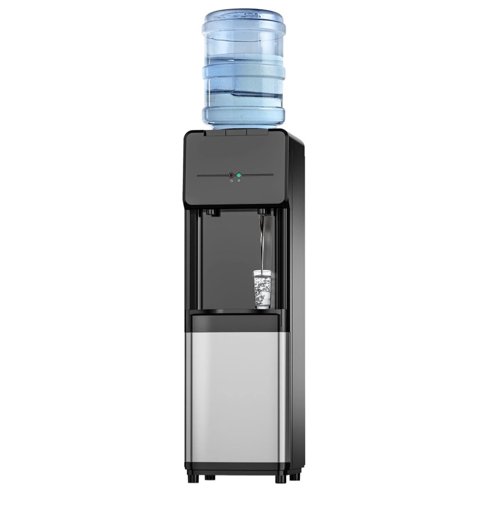 Simzlife Top Loading Hot and Cold Water Dispenser for 3 or 5 Gallon Bottles, Equipped with Child Safety Lock, Suitable for Home Kitchens, Offices and More, Black