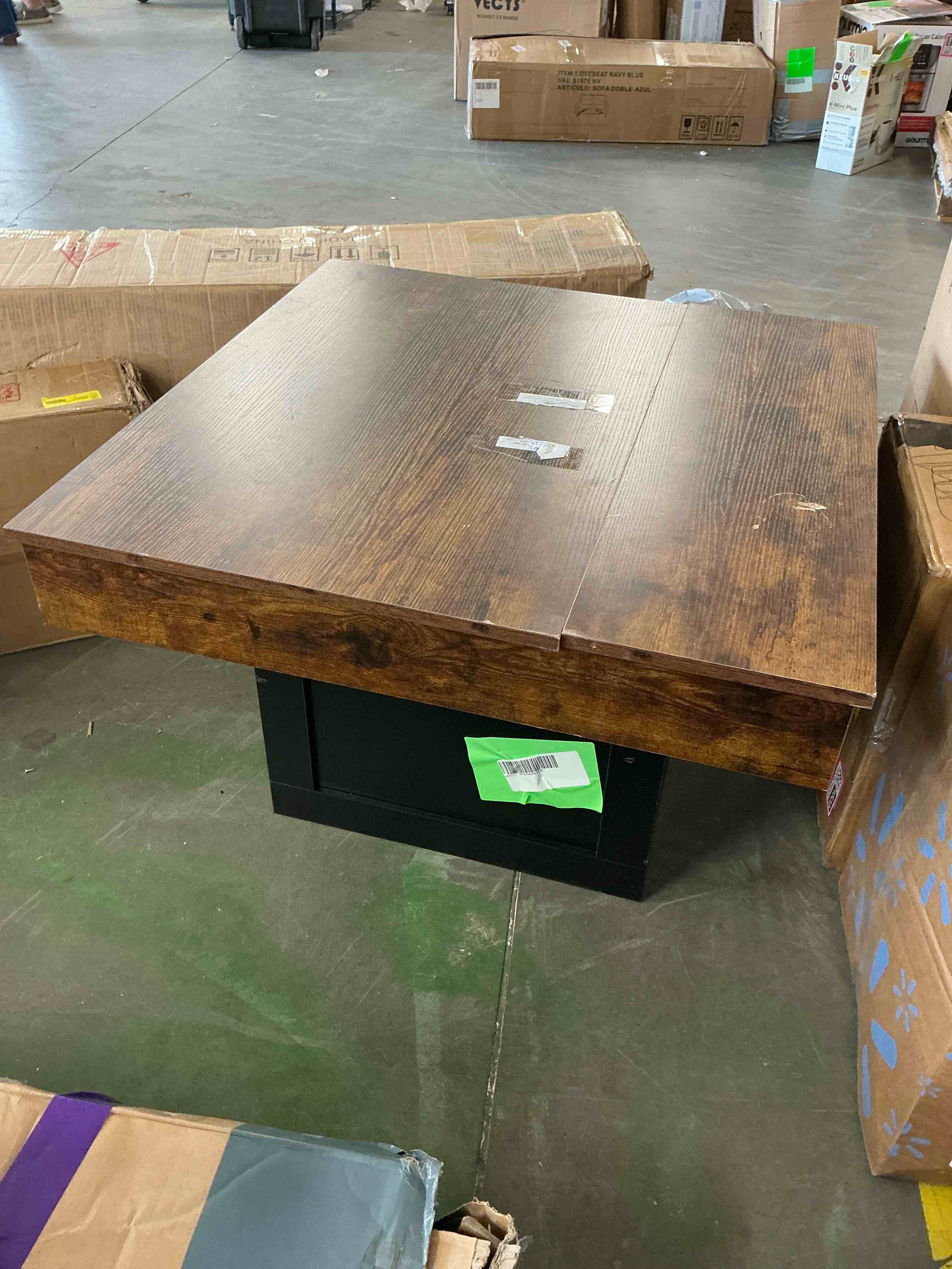 Condition photo showing Good Condition for finmind squeare coffee table modern led coffee table wood coffee table for living room rustic brown & black low coffee table