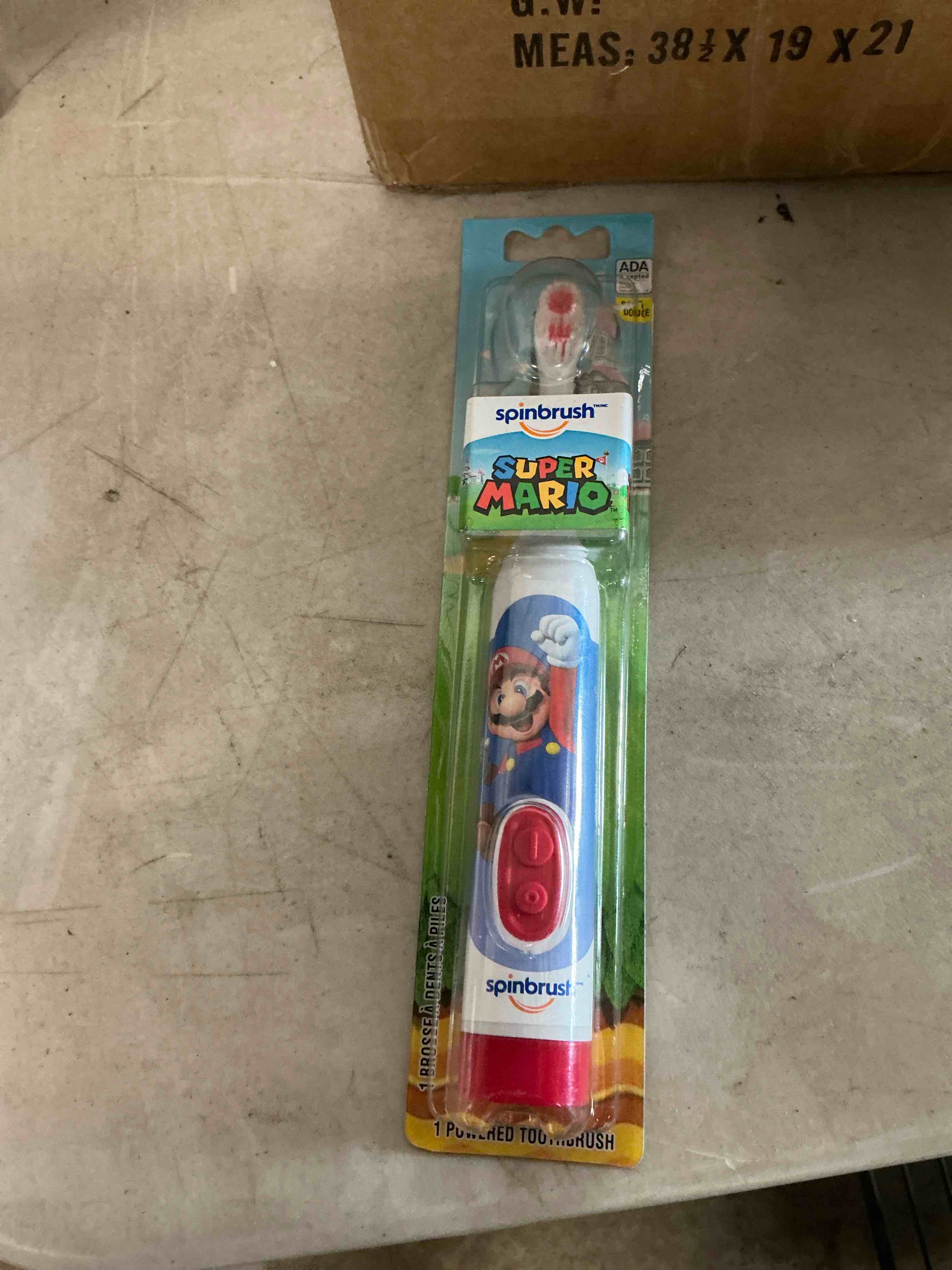 Condition photo showing Good Condition for super mario kids spinbrush electric toothbrush battery powered ages 3+ soft bristles
