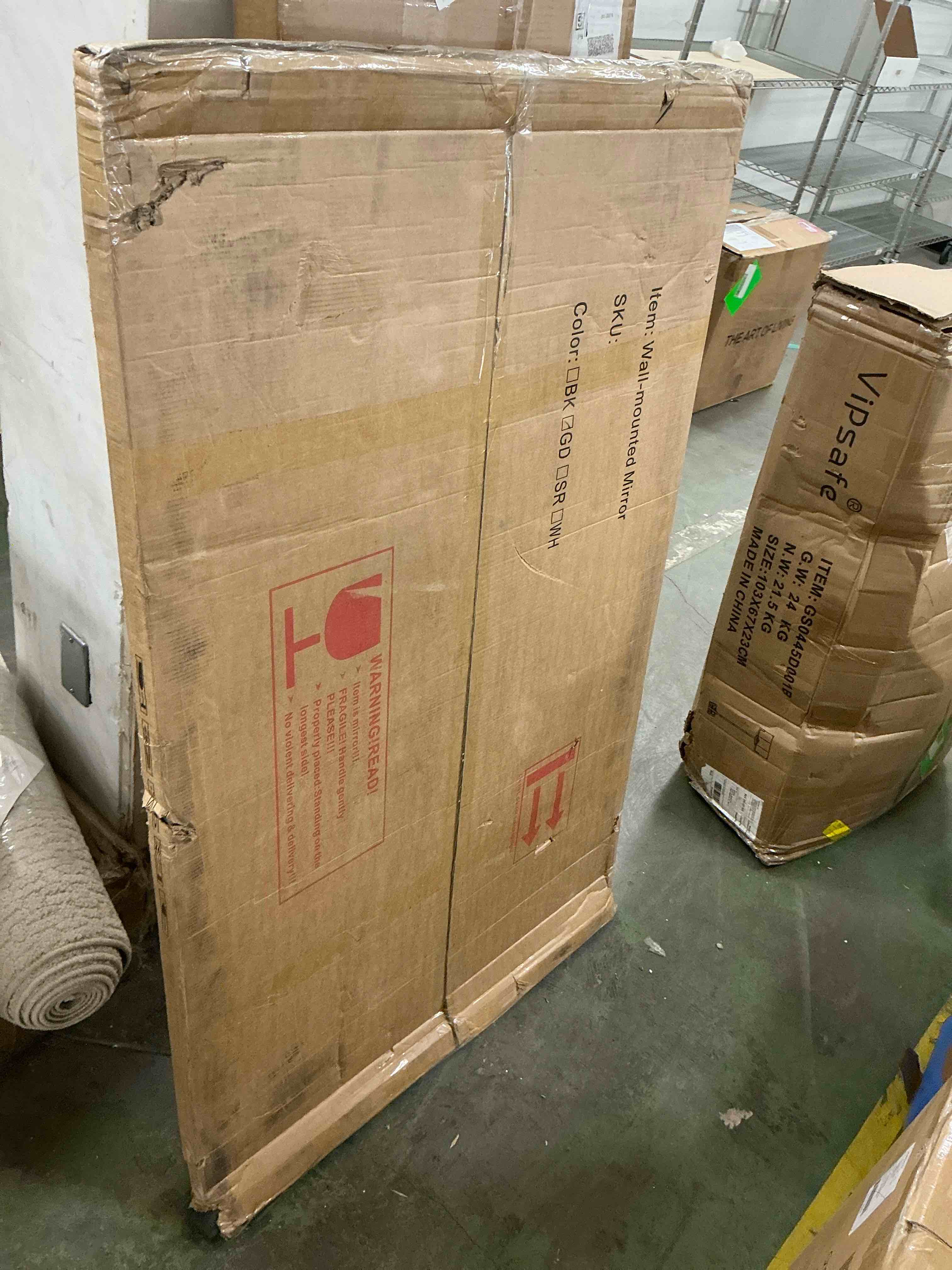 Condition photo showing New/Like New for beautypeak 30 x48 wall mirror rounded corners hanging vanity mirror gold