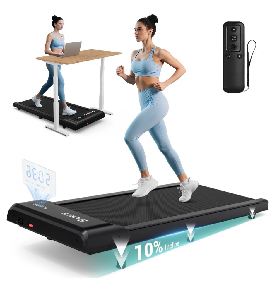 dprodo walking pad with 10% incline,walking pad treadmill for home office,2.5 hp under desk treadmill with led display & remote,265 lbs capacity