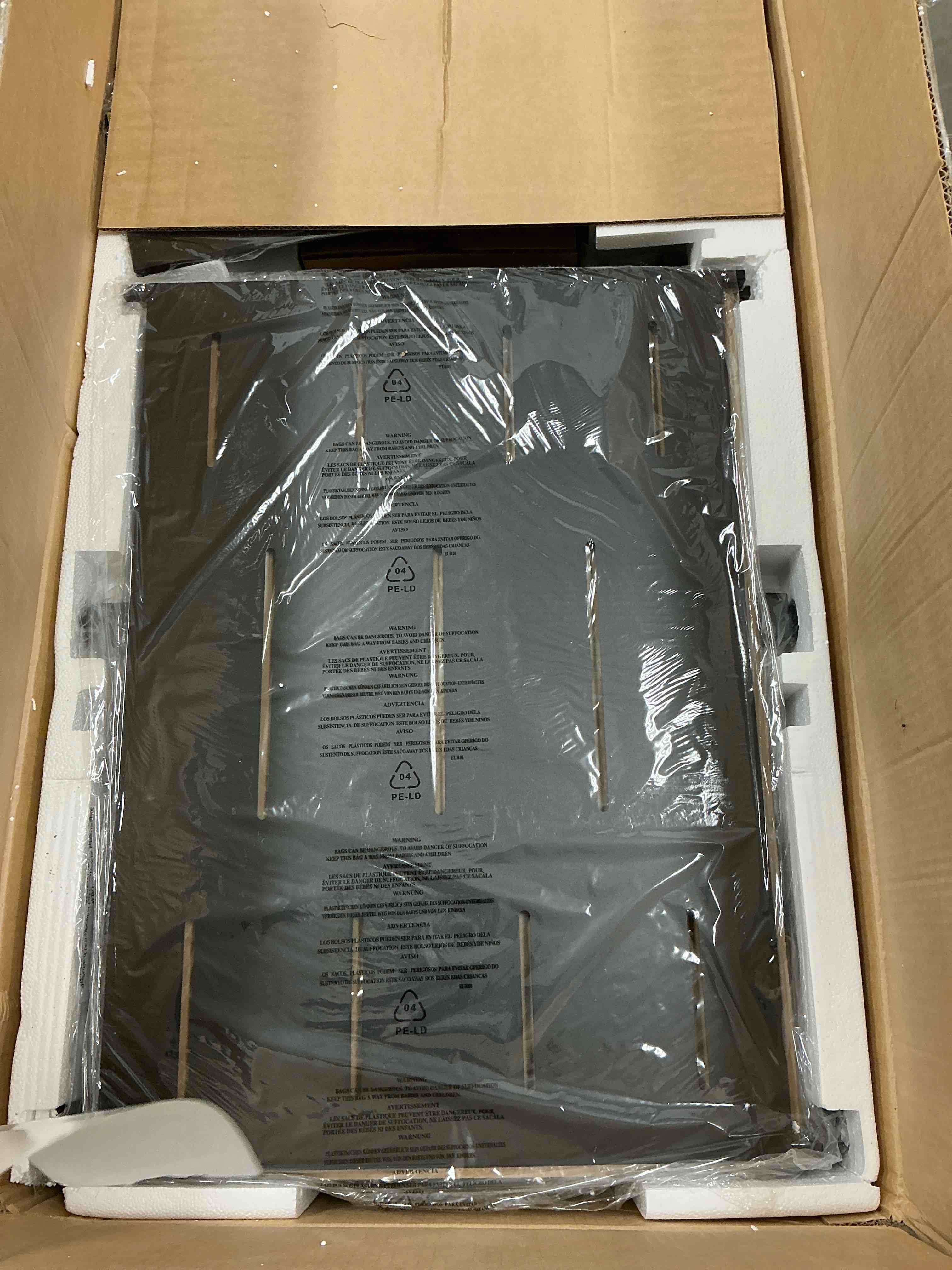 Condition photo showing New/Like New for walsunny 43 inch gas fire pit table 40 000 btu outdoor rectangular propane firepit table with glass wind guard and waterproof cover