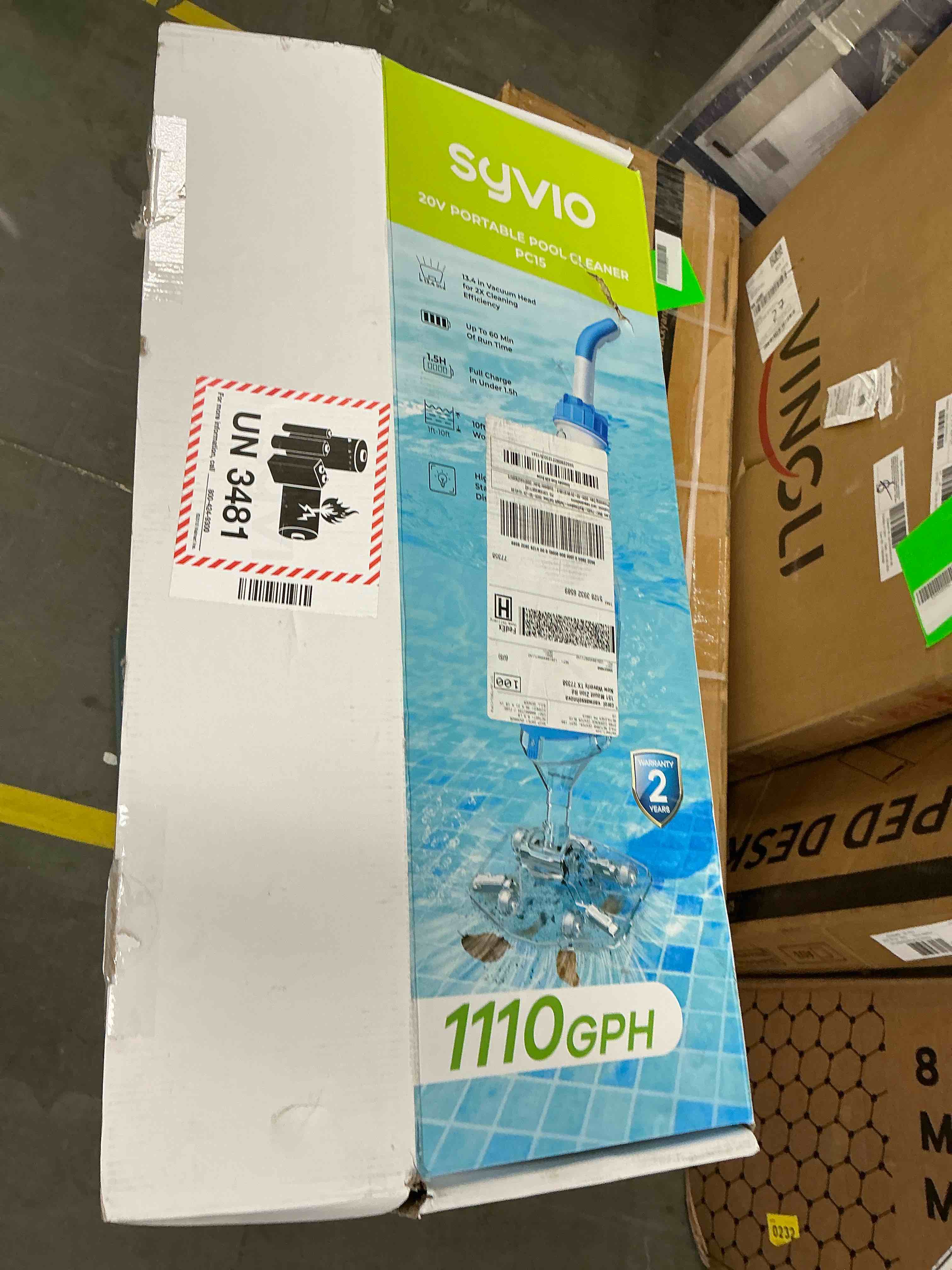 Condition photo showing Good Condition for syvio cordless handheld pool vacuum, 18.5 gpm powerful suction, 60-minute runtime, 11.4" wide head, for above ground & inground pools, spas & hot tubs