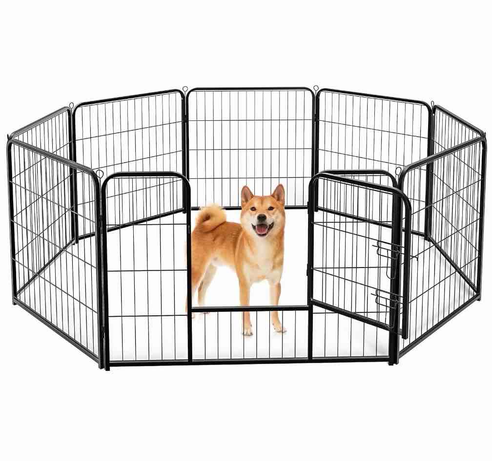 edx dog playpen 8 panels 32 foldable heavy duty metal puppy exercise pen with doors indoor outdoor