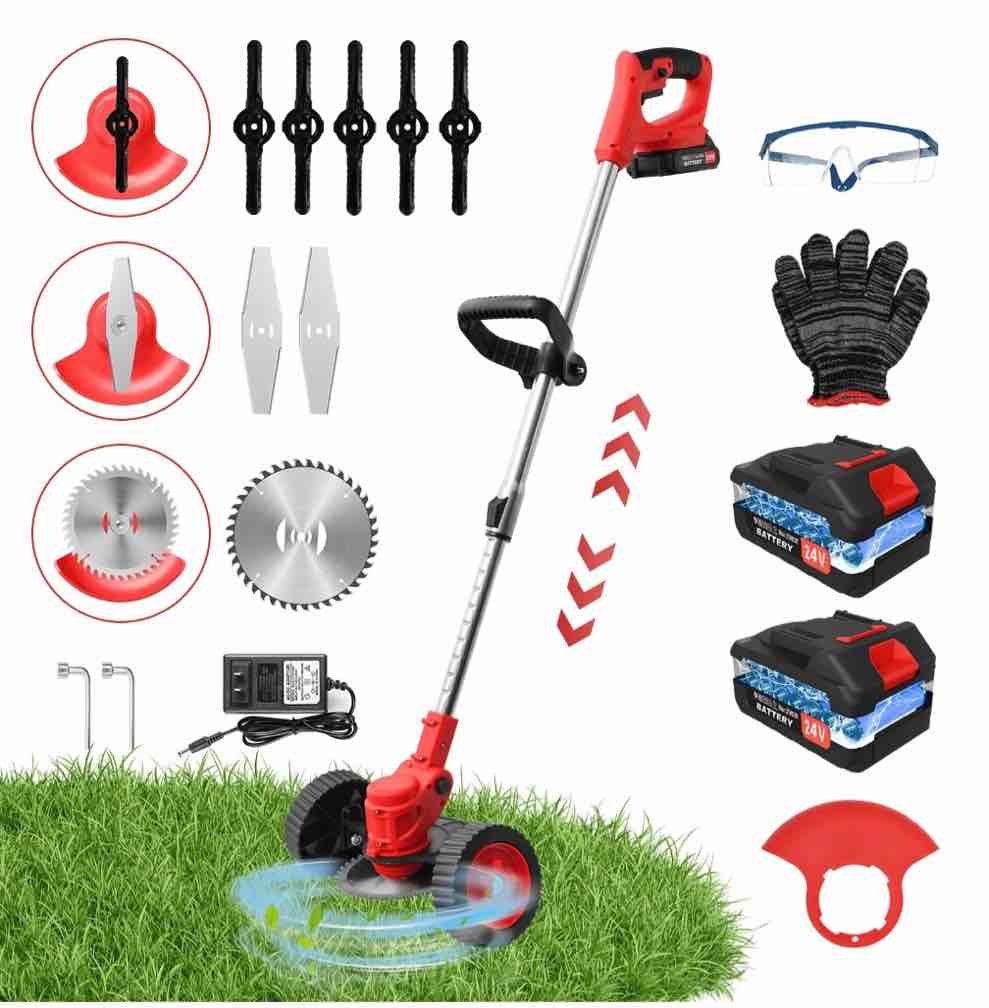 grass trimmer cordless electric weed eaters & weed trimmer weed lawn edge trimmer mower with upgraded wheels