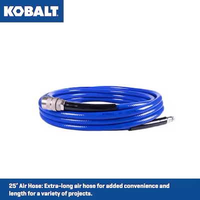 25 Air Hose: Extra-long air hose for added convenience and length for a variety of projects.