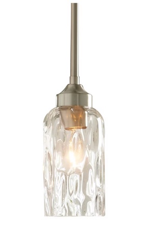 allen + roth latchbury 1 -light brushed nickel transitional textured glass cylinder mini hanging