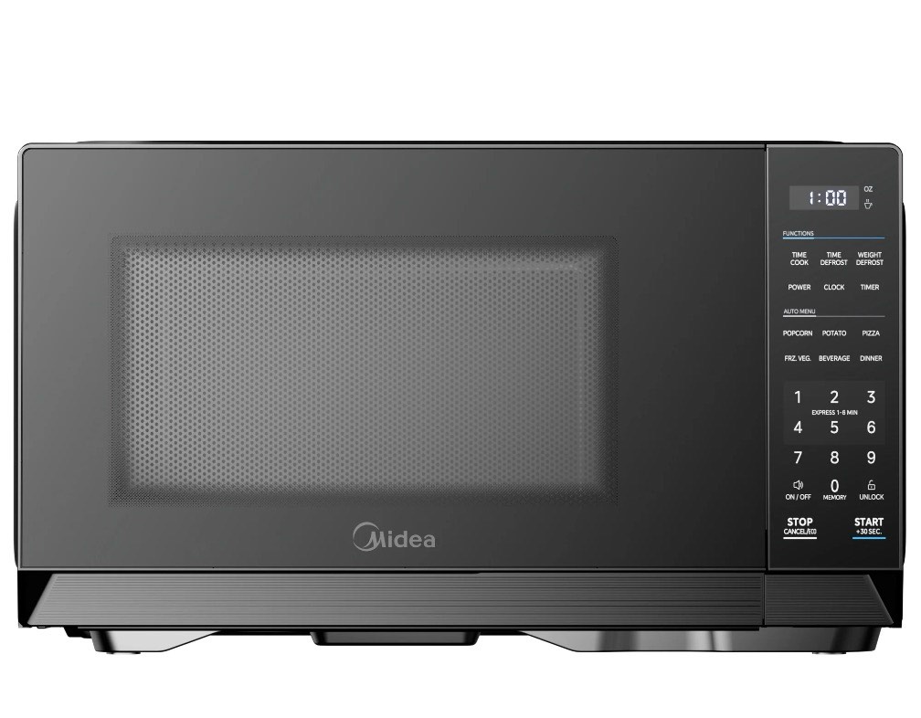 Midea 1.1 Cu. Ft. Countertop Microwave Oven  1000W  Compact Microwave for Dorm  Office  Kitchen  Black