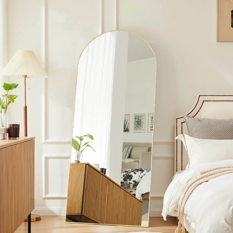 CONCETTA 71 x26  Arched Full Length Mirror  Full Body Standing Mirror Floor Mirrors  Gold