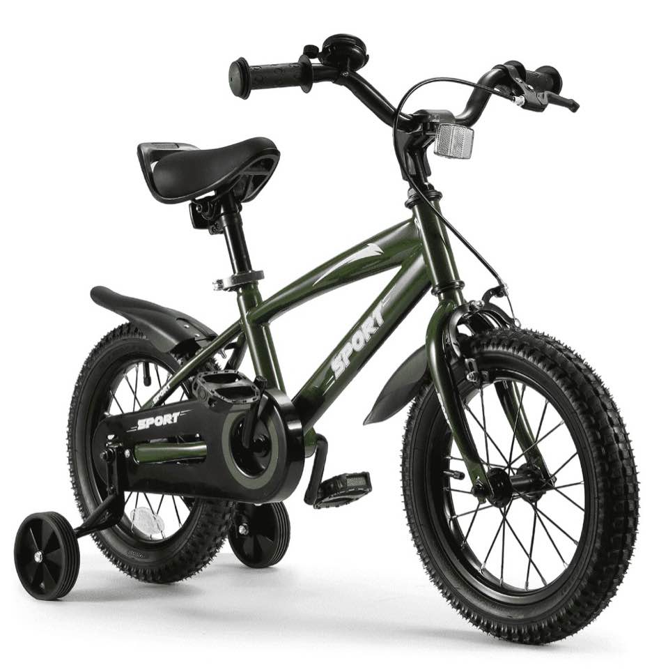 Naipo 14 in Kid Bike Green Children Bikes for Boys Girls Removable Training Wheels Bicycle