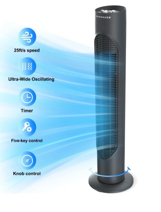 tower fan, 32" wide oscillating cooling fan with 3 speeds 3 wind modes ,timer,pentatonic button,standing fan for home,bedroom & office
